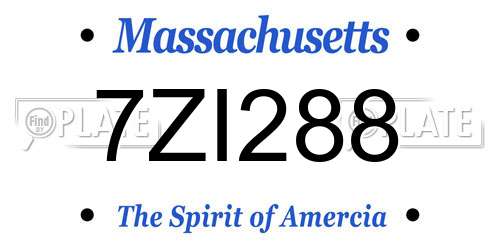 7ZI288 Massachusetts License Plate