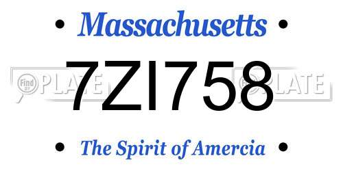 7ZI758 Massachusetts License Plate