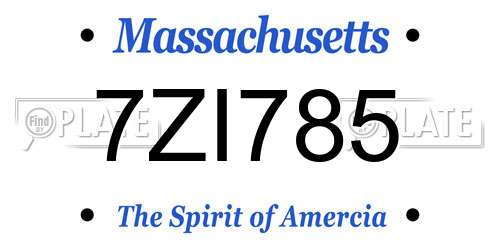 7ZI785 Massachusetts License Plate