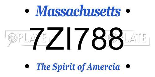 7ZI788 Massachusetts License Plate