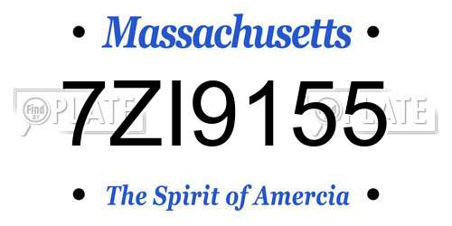 7ZI9155 Massachusetts License Plate