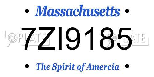 7ZI9185 Massachusetts License Plate