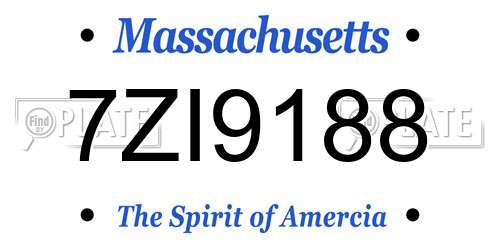 7ZI9188 Massachusetts License Plate