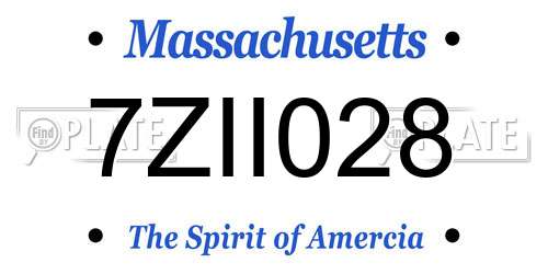 7ZII028 Massachusetts License Plate