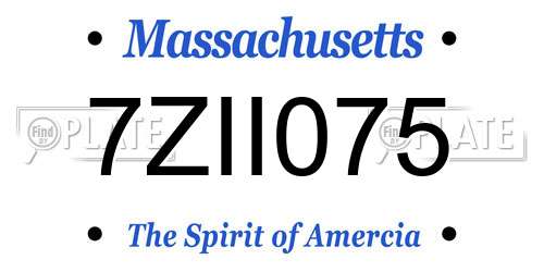 7ZII075 Massachusetts License Plate