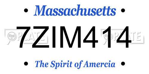 7ZIM414 Massachusetts License Plate