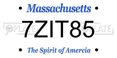 7ZIT85 Massachusetts License Plate