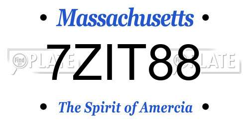 7ZIT88 Massachusetts License Plate