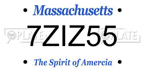 7ZIZ55 Massachusetts License Plate