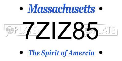 7ZIZ85 Massachusetts License Plate