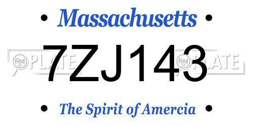 7ZJ143 Massachusetts License Plate