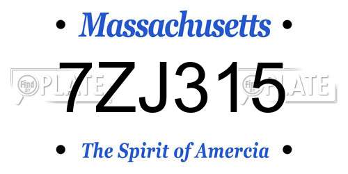 7ZJ315 Massachusetts License Plate