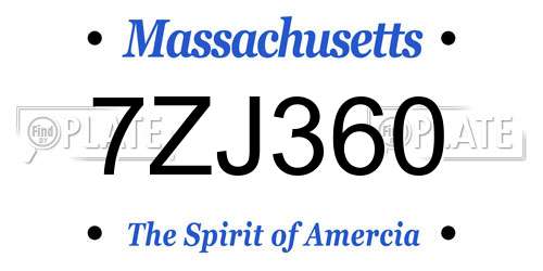 7ZJ360 Massachusetts License Plate
