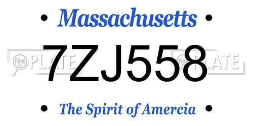 7ZJ558 Massachusetts License Plate