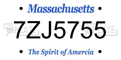 7ZJ5755 Massachusetts License Plate