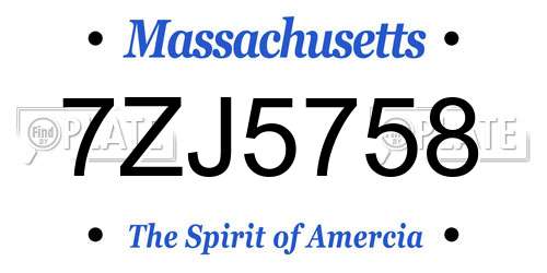 7ZJ5758 Massachusetts License Plate