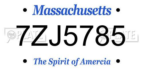 7ZJ5785 Massachusetts License Plate