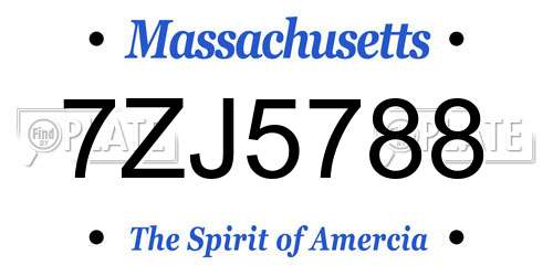 7ZJ5788 Massachusetts License Plate