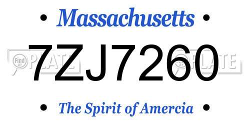 7ZJ7260 Massachusetts License Plate
