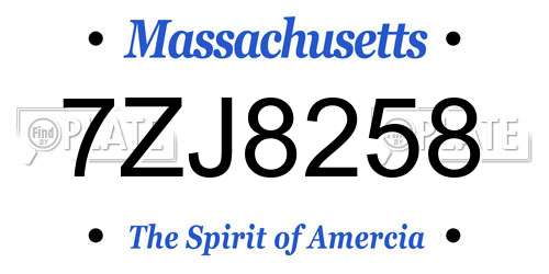 7ZJ8258 Massachusetts License Plate