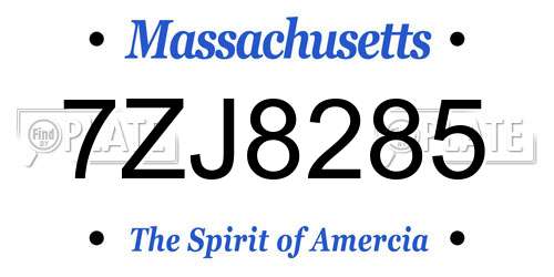 7ZJ8285 Massachusetts License Plate
