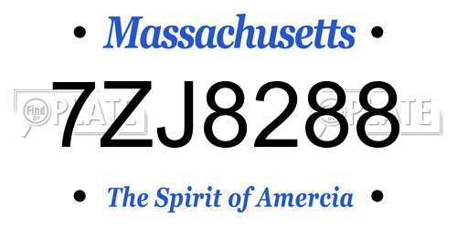 7ZJ8288 Massachusetts License Plate