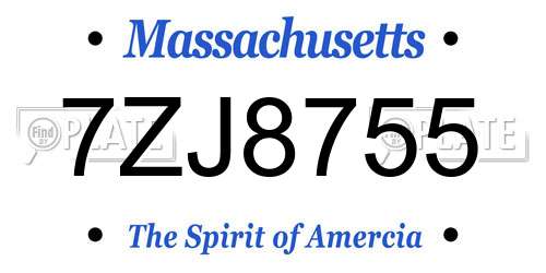 7ZJ8755 Massachusetts License Plate
