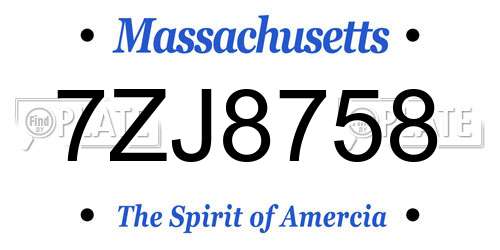 7ZJ8758 Massachusetts License Plate