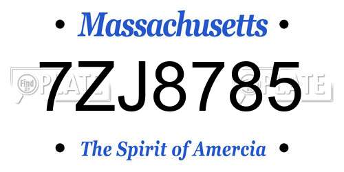 7ZJ8785 Massachusetts License Plate