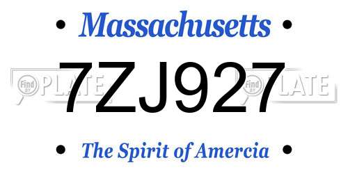 7ZJ927 Massachusetts License Plate