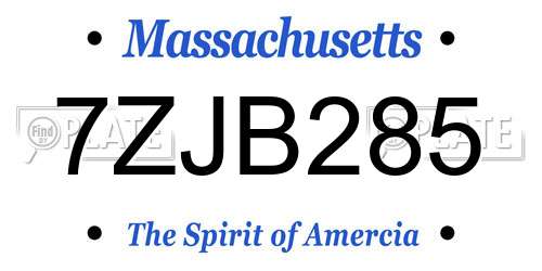 7ZJB285 Massachusetts License Plate