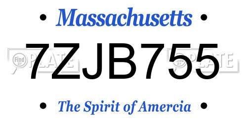 7ZJB755 Massachusetts License Plate