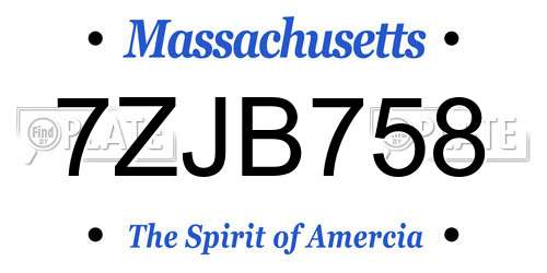7ZJB758 Massachusetts License Plate