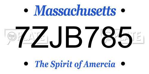 7ZJB785 Massachusetts License Plate