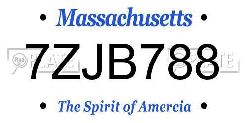 7ZJB788 Massachusetts License Plate