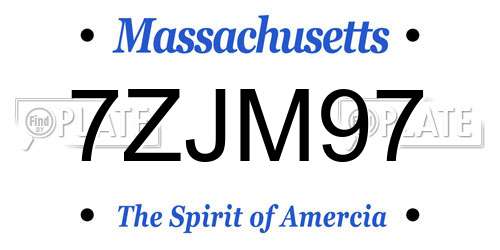 7ZJM97 Massachusetts License Plate