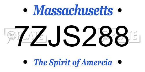 7ZJS288 Massachusetts License Plate