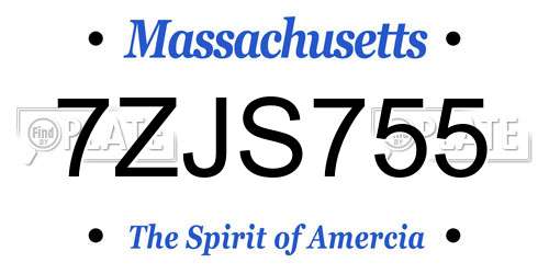7ZJS755 Massachusetts License Plate