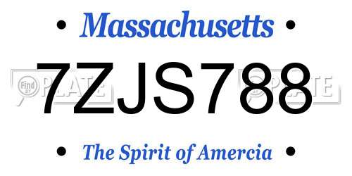 7ZJS788 Massachusetts License Plate