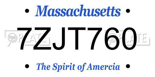 7ZJT760 Massachusetts License Plate