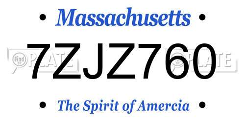 7ZJZ760 Massachusetts License Plate