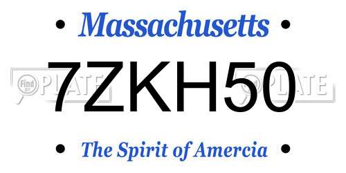 7ZKH50 Massachusetts License Plate