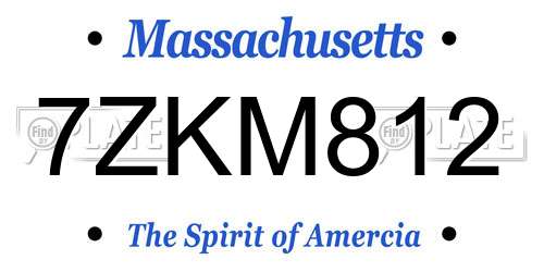 7ZKM812 Massachusetts License Plate