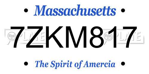 7ZKM817 Massachusetts License Plate