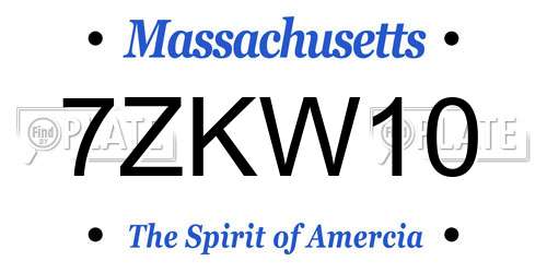 7ZKW10 Massachusetts License Plate