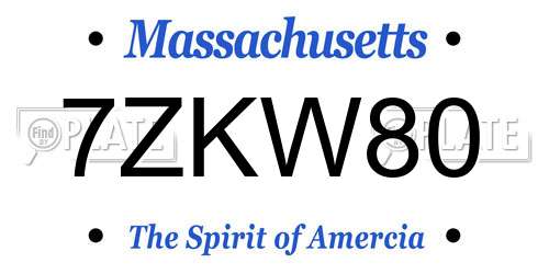 7ZKW80 Massachusetts License Plate