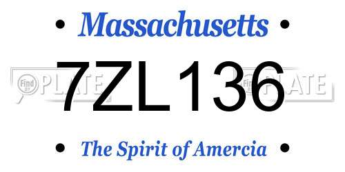 7ZL136 Massachusetts License Plate