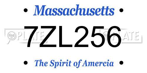 7ZL256 Massachusetts License Plate