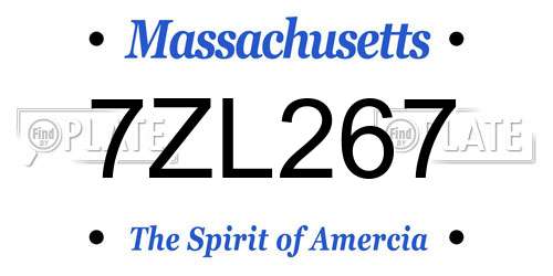 7ZL267 Massachusetts License Plate