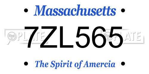 7ZL565 Massachusetts License Plate